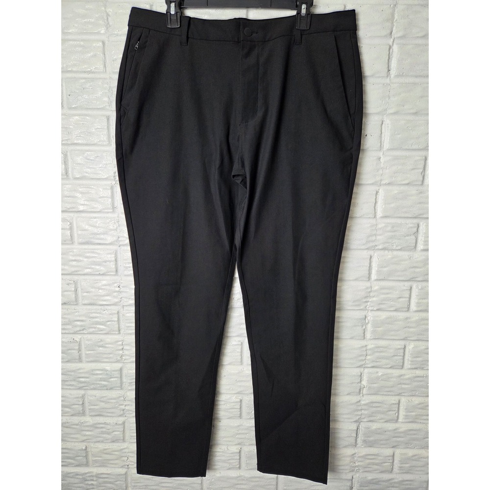 7 Diamonds Infinity Pants Mens 36 x 32 Black Tapered Chino Casual Performance
